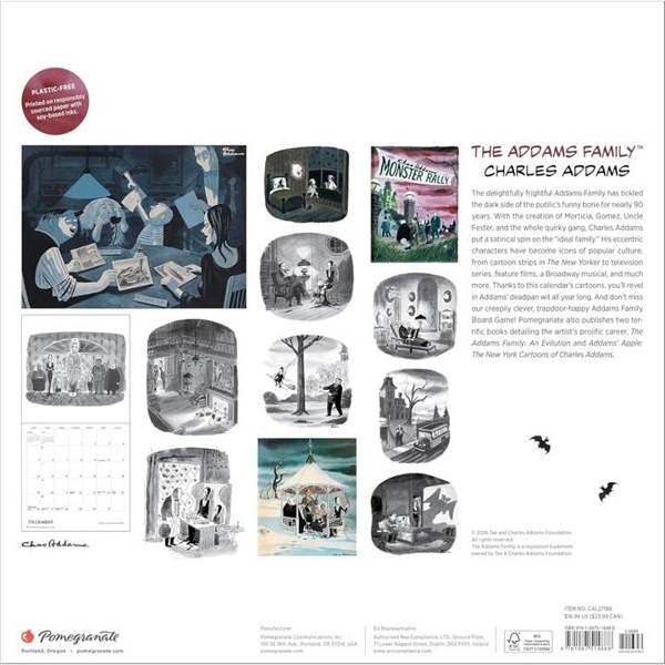 Charles Addams, The Addams Family Calendar 2027, Wall Calendars, Month To View, Art, Gift