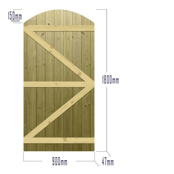 [rackhams variation] gate tongue & groove semi braced arch top [h.1800 x w.options] 4