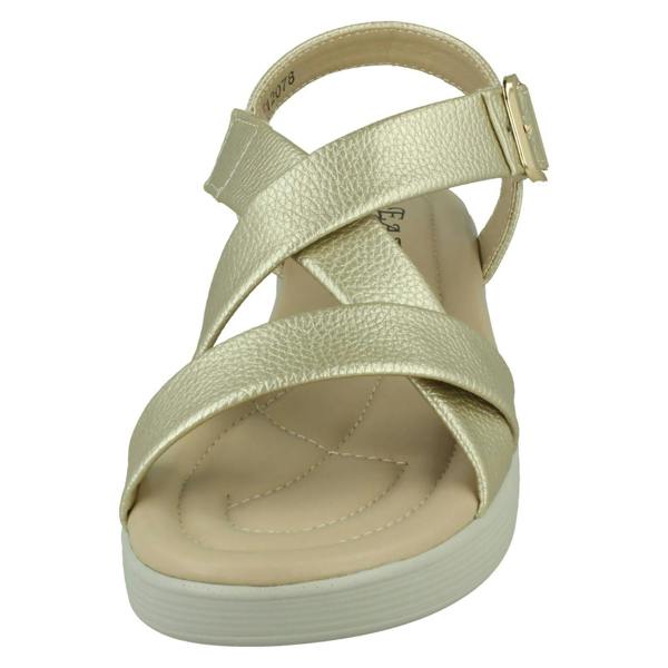Eaze Ladies Eaze Low Wedge Cross Strap Sandal with Buckle F12078