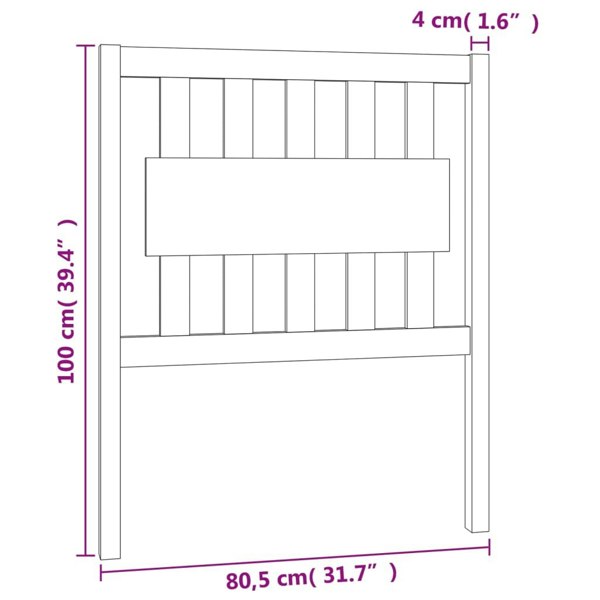 Berkfield Bed Headboard 80.5x4x100 cm Solid Wood Pine