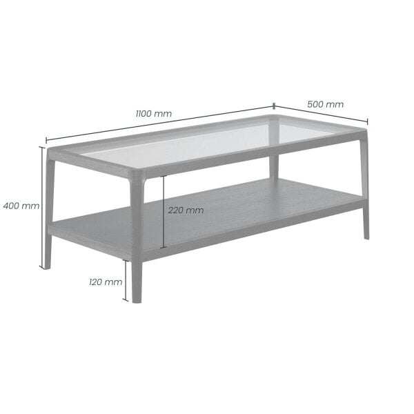 Wyld Haus Florianopolis Black Wood and Glass Top Coffee Table