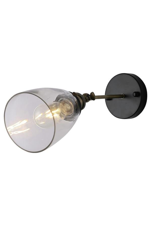 Living and Home 14cm W x 16cm H Industrial 1-Light Armed Sconce with Clear Glass Shade