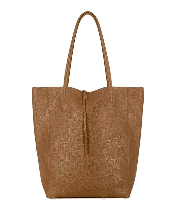 Kitise Soft Slouch Genuine Italian Leather Large Shopper Tie Closure Style Tote Handbag