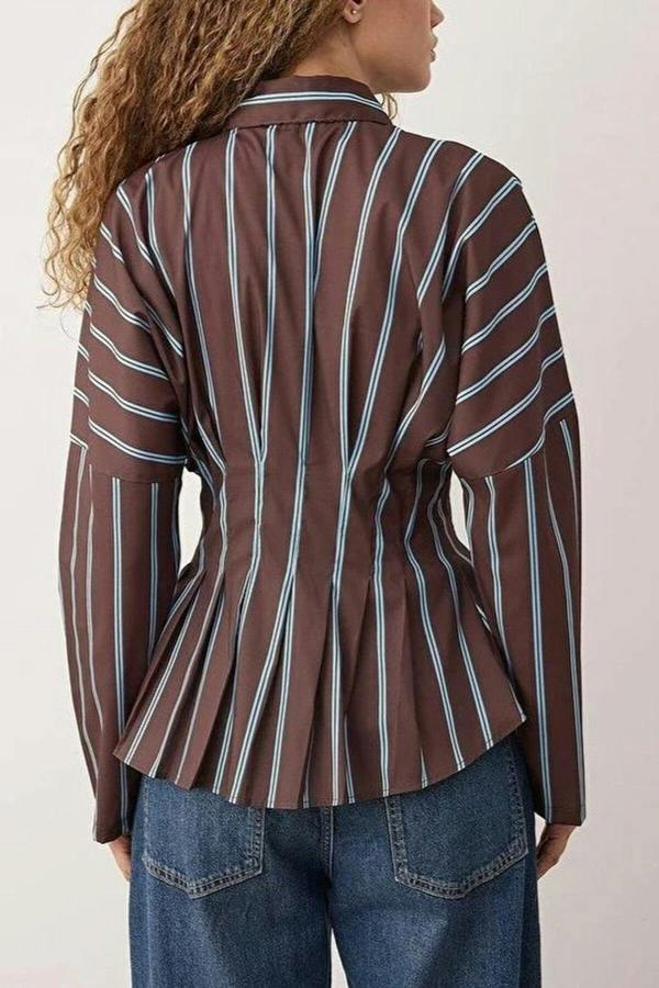 WOVCOR Striped Waist-Sit Shirt