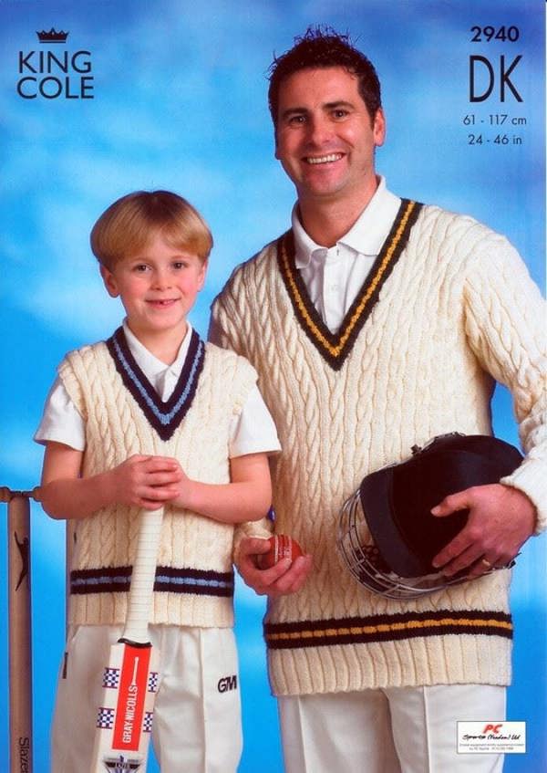 King Cole Merino Knitting Pattern 2940, Sweaters for Kids, Men, 24 - 46 Inches - Intermediate