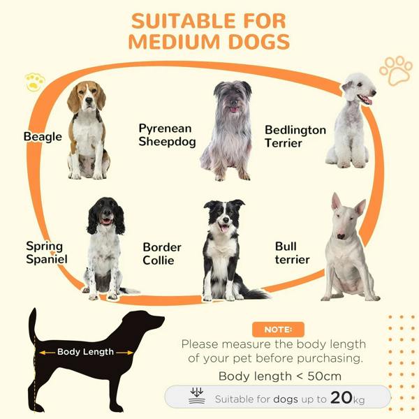 Dog crate furniture for medium dogs, wood-look body with front bar gate and latch