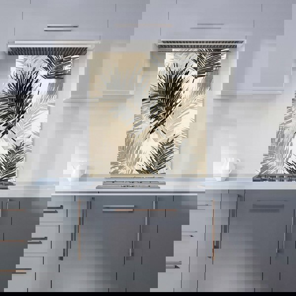 Warren Reed - Designer Black And White Tropical Palm Leaves Kitchen Splashback