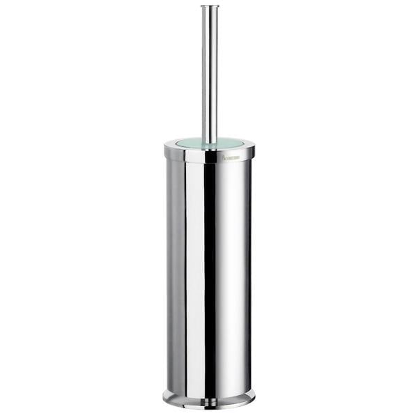 Polished chrome toilet brush and holder