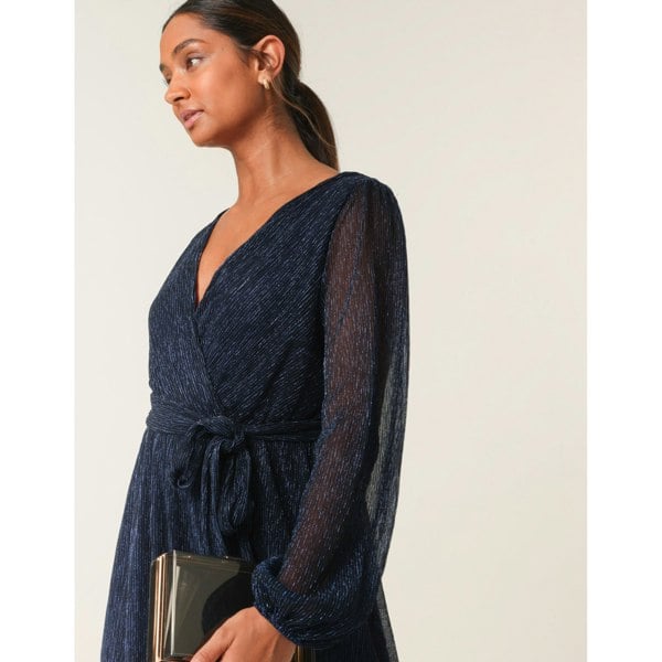 Blue Vanilla Wrap Metallic Dress