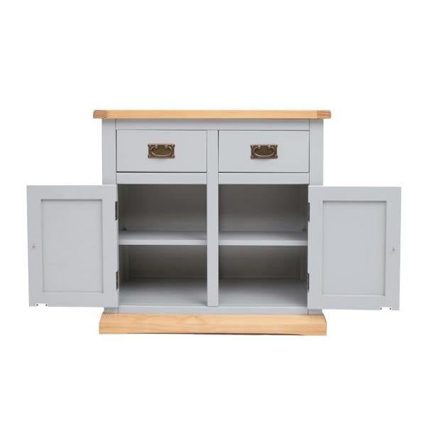 Cabinet Bits Bomporto Light Grey 2 Drawer 2 Door Sideboard Brass Drop Handle