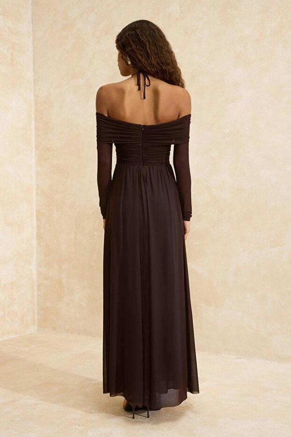 WOVCOR Halter Neck Maxi Evening Dress