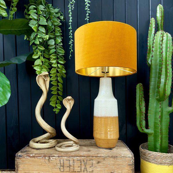 love Frankie butterscotch velvet lampshade with gold lining