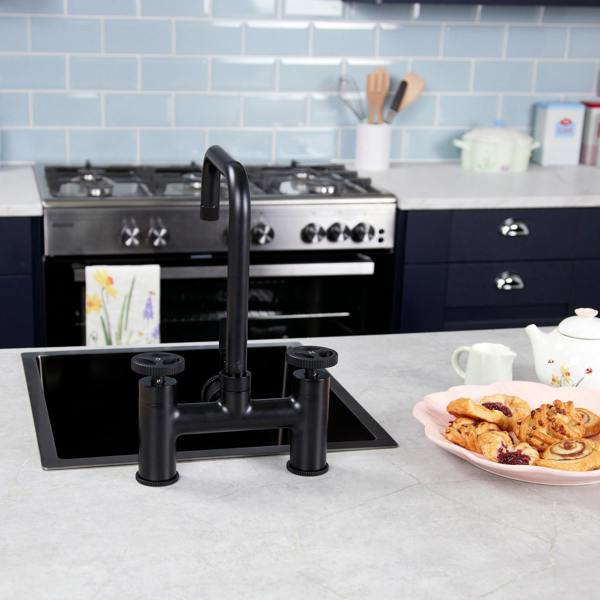Flode kraft | Industrial Bridge Style 3 in 1 Instant Boiling Tap | Matt Black Finish