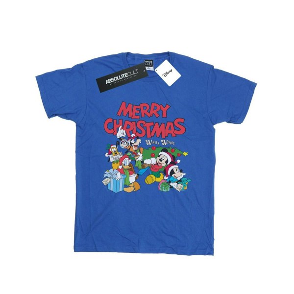 Disney Womens/Ladies Mickey And Friends Winter Wishes Cotton Boyfriend T-Shirt - Royal Blue