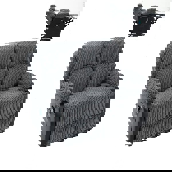 Furniture One Massage Recliner Sofa, Corduroy Fabric Electric Massage Couches Suit with 8 Point Vibration Massage, Manual Recliner