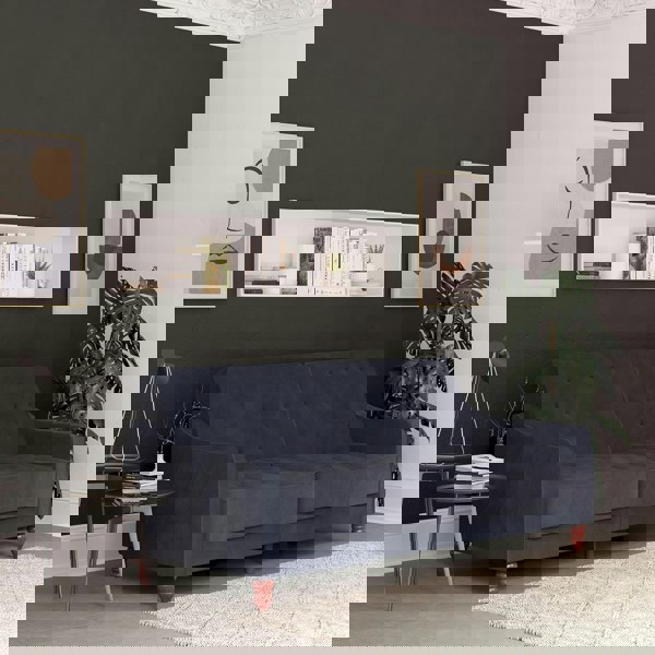 Dorel Home Vintage Tufted Sofa Bed in Velvet Blue