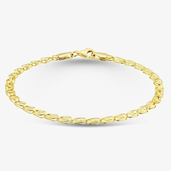 T. H. Baker 9ct Yellow Gold 7.5 Inch Multi Leaf Chain Bracelet BBE019Y