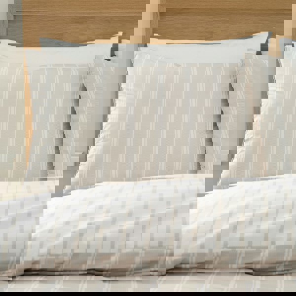 Bianca Ashford Stripe 200 Thread Count Cotton Percale Reversible Duvet Cover Set