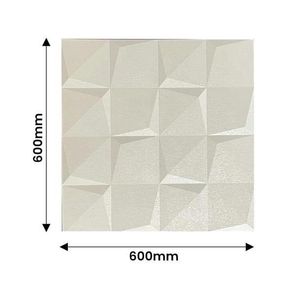 ENER-J Luxury Angular 3D Grid PU Leather Wall Panels - 60x60cms, 10mm Thickness Size 600 x 600 mm (Pack of 4)