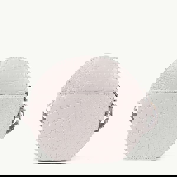 Assots London 'Jane' Ice Grey Croc Leather Round Designer Crossbody Bag