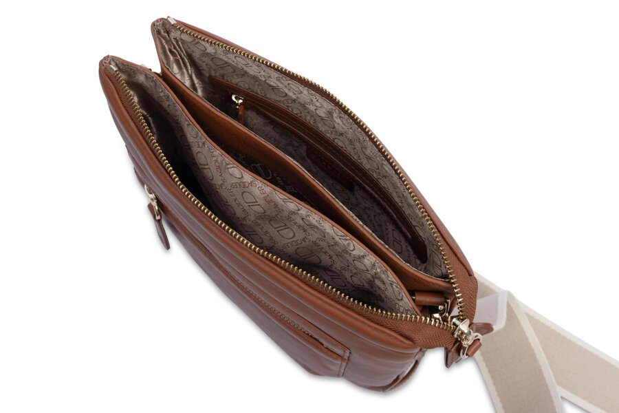 SADDLER Ellen Leather 3-Section Zip-Top Crossbody bag  - Handmade by Saddler