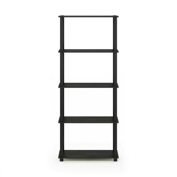 WALPLUS Turn-S-Tube 5-Tier Multipurpose Shelf Display Rack with Square Tubes, Americano/Black perfect for organized storage and display