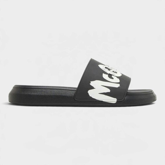 Alexander McQueen Rubber Pool Slide Graffiti Black White