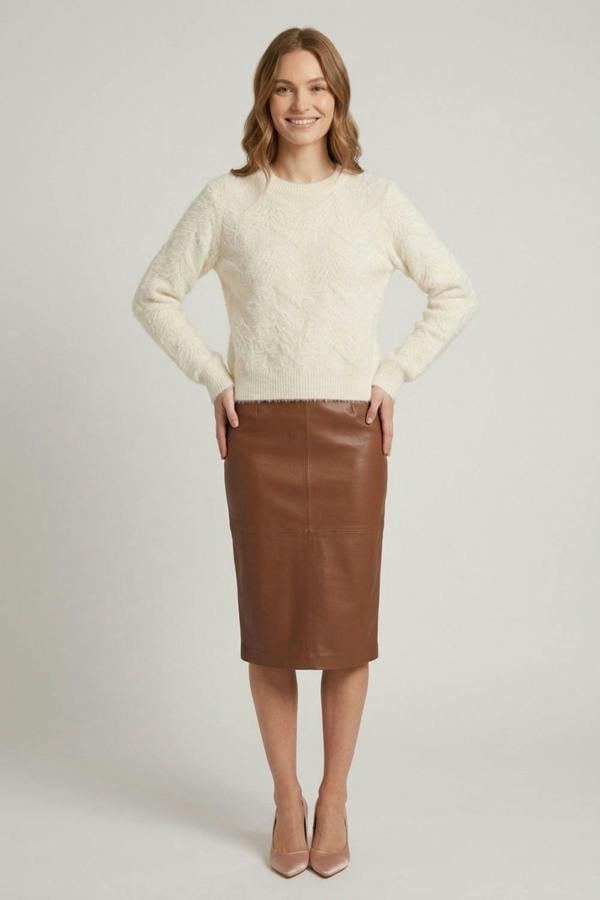 Cream | Soft Chevron Textured Jumper