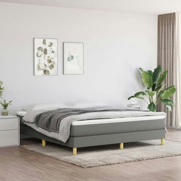 Berkfield Box Spring Bed Frame Dark Grey 180x200 cm 6FT Super King Fabric