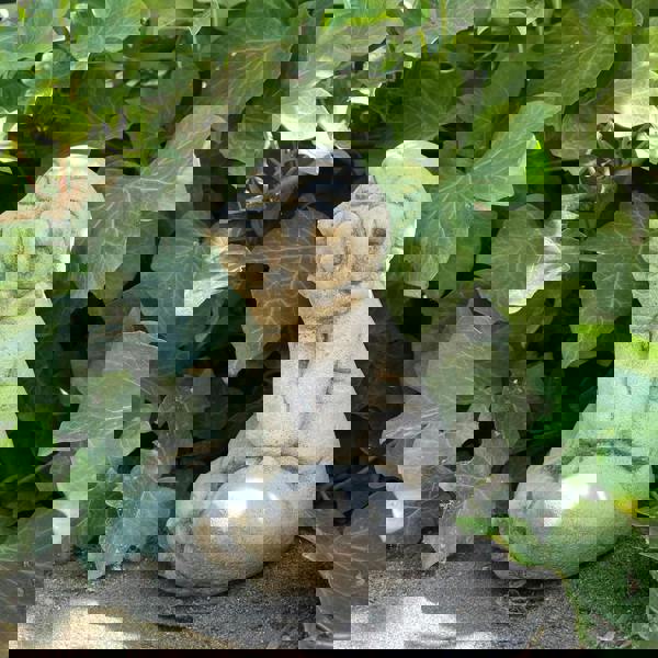 Magical Sitting Goblin  Stone Cast Statue Small Outdoor Ornament Garden Sculpture