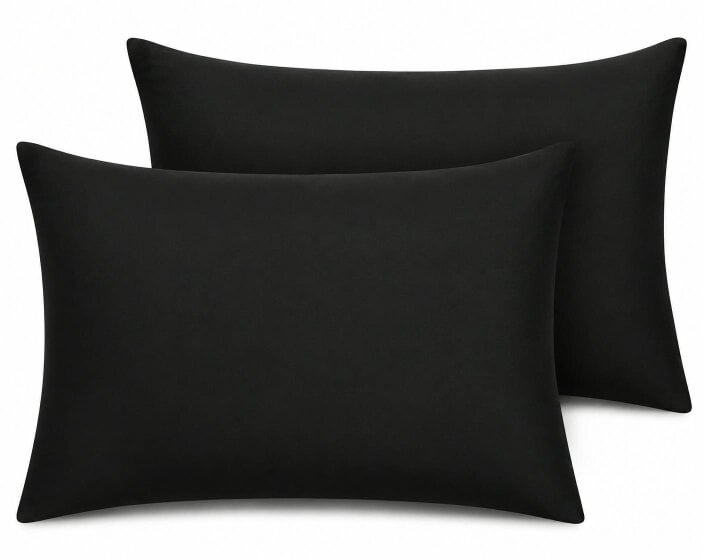 Night Zone 180 Thread Count Percale Pillowcases Pair – Crisp Easy Care Bed Linen - Black