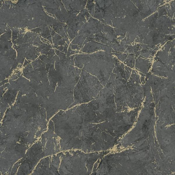 Grandeco Thassos Golden Thread Marble Textured Wallpaper, Black Ash