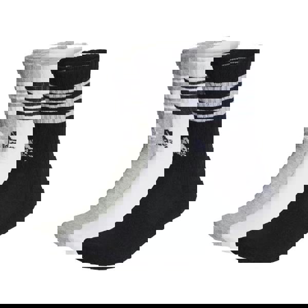 Adidas Unisex Adult Crew Socks (Pack of 3) - White/Grey/Black - 