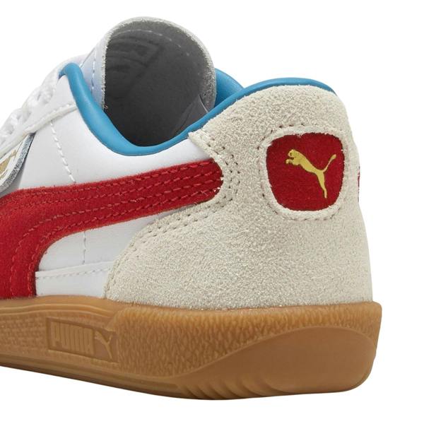 Puma Childrens/Kids Palermo Leather Low Cut Flat Trainers - White/Red - 