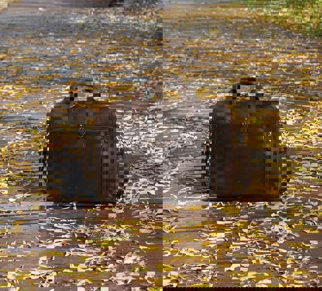 Touribag Genuine Leather Briefcase With Front Leather Patch