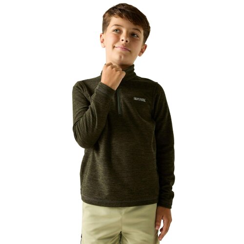 Regatta Kids Hot Shot Quarter Zip Fleece Top - Dark Khaki