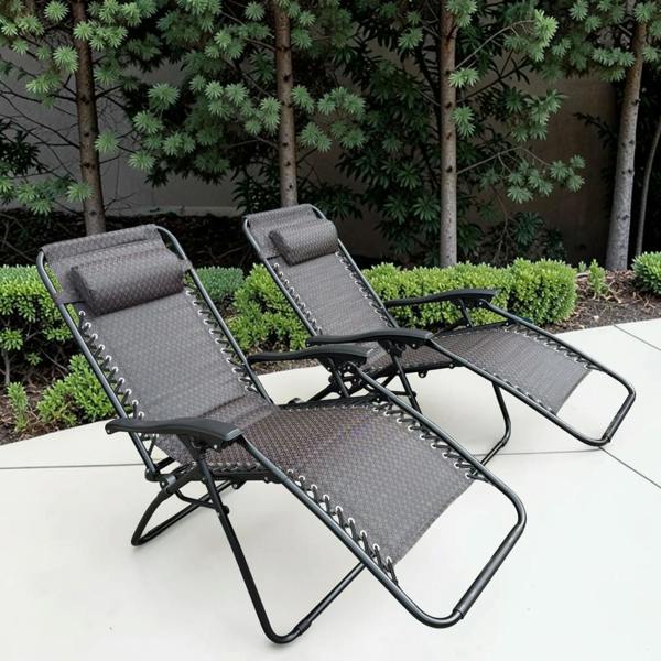 The Garden Marketplace Padded Garden Anti Gravity Recliner Chairs Brown (Set of 2)