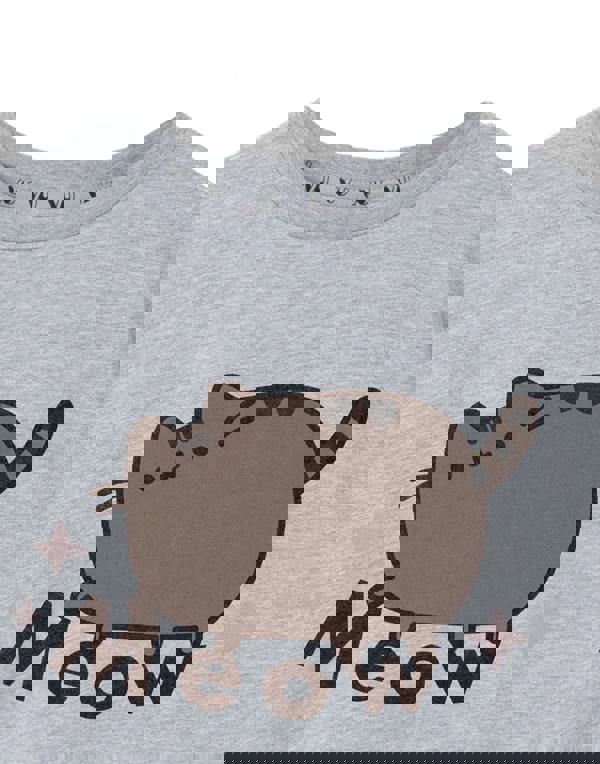 Pusheen Girls Grey Meow Short Sleeved T-Shirt