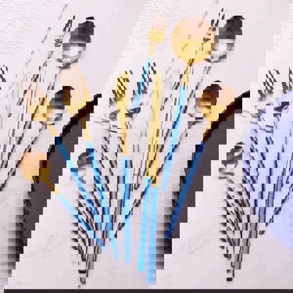 8 Piece Cutlery Set, Blue-Weilai Concept-Weilai Concept