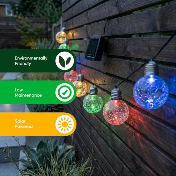 Gardenwize 10-Piece Solar Crackle Ball String Lights – Outdoor LED Garden Lights