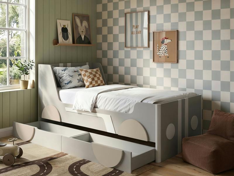 Flair Cooper Single Car Bed with Drawers Grey