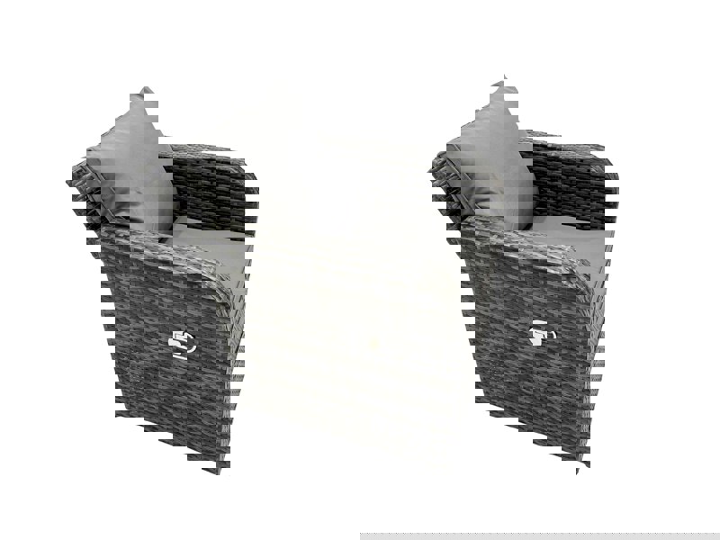 Fimous Garden Outdoor Rattan Furniture Set Rattan Reclining Chair 3 Seater Sofa with 2 Big Stools 2 Side Tables Dark Grey Mixed