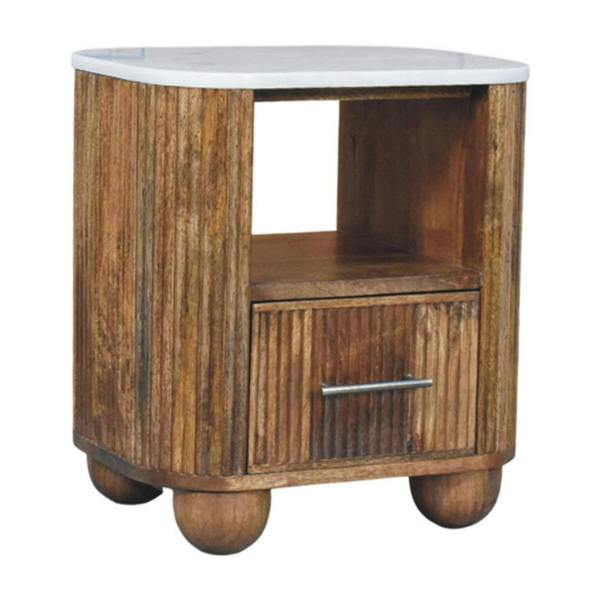 Artisan Furniture Solid Wood Beaumont Marble Bedside, Brown, Marble