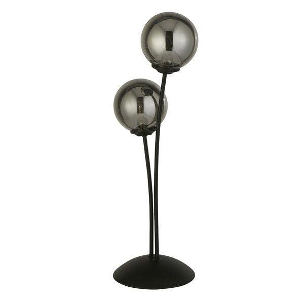 Pagazzi Lighting Navarro 2 Light Black & Smoked Glass Table Lamp