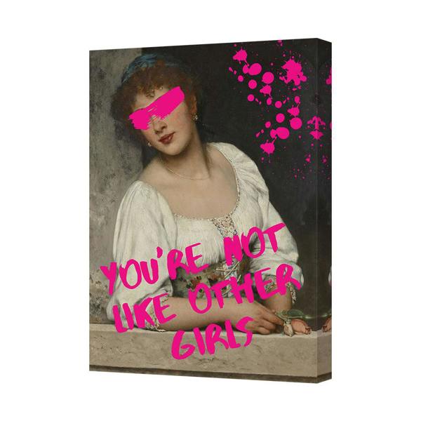 Benjamin Tate Design Canvas Wall Art Youre Not Like Other Girls Pink Graffiti Portrait