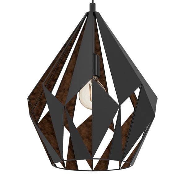 EGLO Carlton 1 Black And Copper Geometric Pendant Light