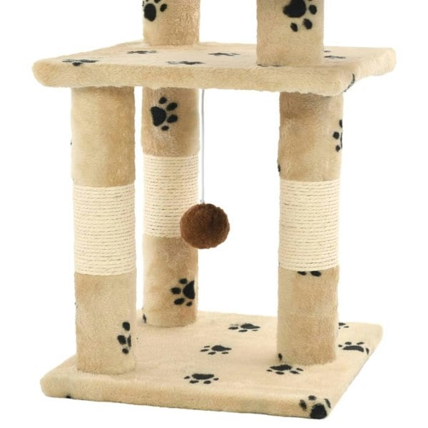 Berkfield Cat Tree with Sisal Scratching Posts 65 cm Paw Prints Beige