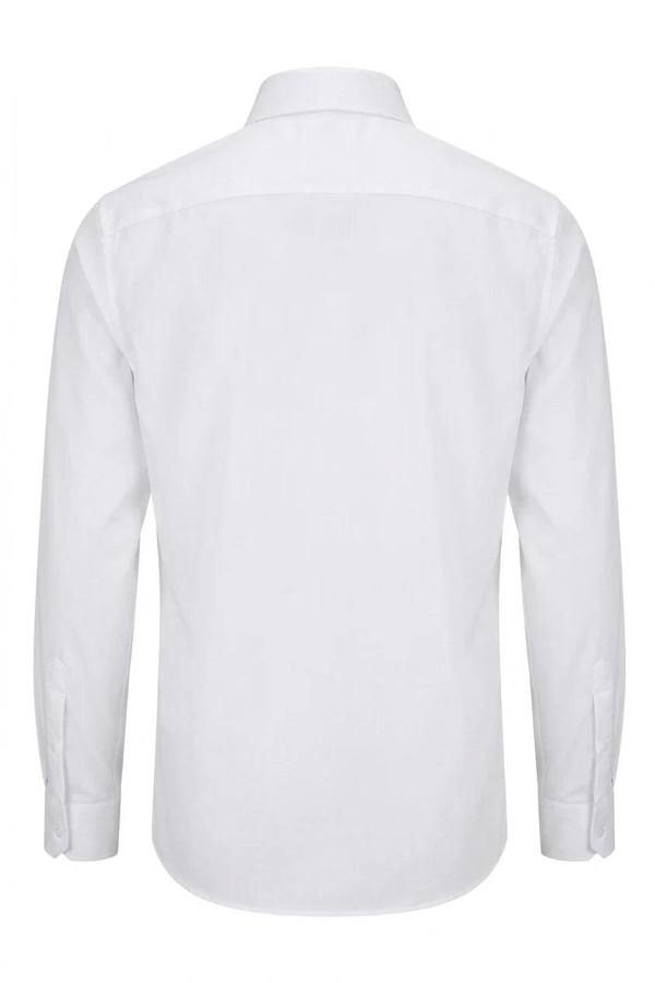Men's Slim Fit Long Sleeve Button-Down Dress Shirt - White - TruClothing.com - 4