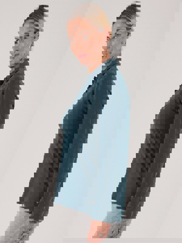 PennyPlain Button Collar Top  - Peacock