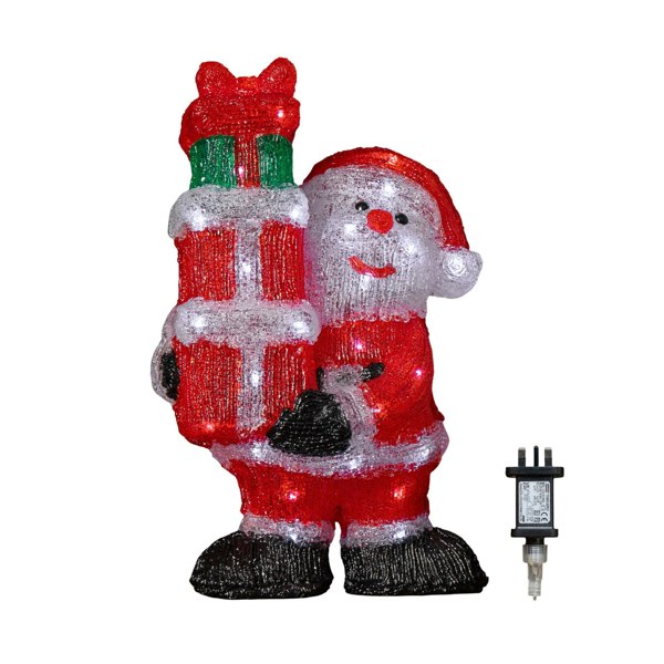 Samuel Alexander 41cm Light up Acrylic Christmas Santa with 3 Gifts and 40 White LEDs
